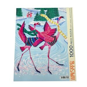 WerkShoppe Flamingo Ice Dance Glitter 1000 Piece Jigsaw Puzzle *COMPLETE*